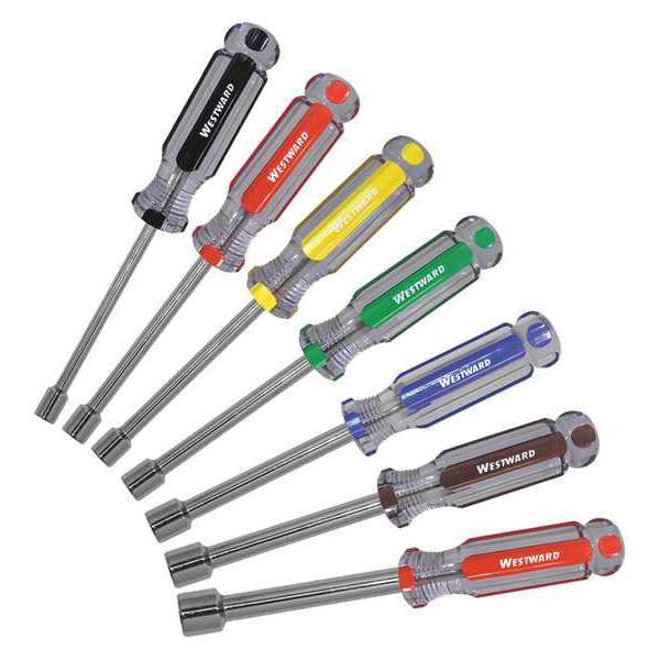 Nut Driver Set, 7 pcs, Solid Round, SAE