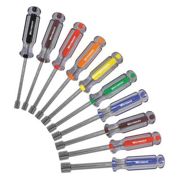 Nut Driver Set, 10 pcs, Solid Round, Metri