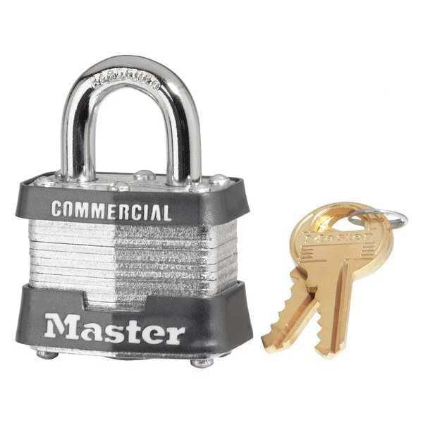 Padlock, Keyed Alike, Standard Shackle, Square Steel Body, Steel Shackle, 5/8 in W