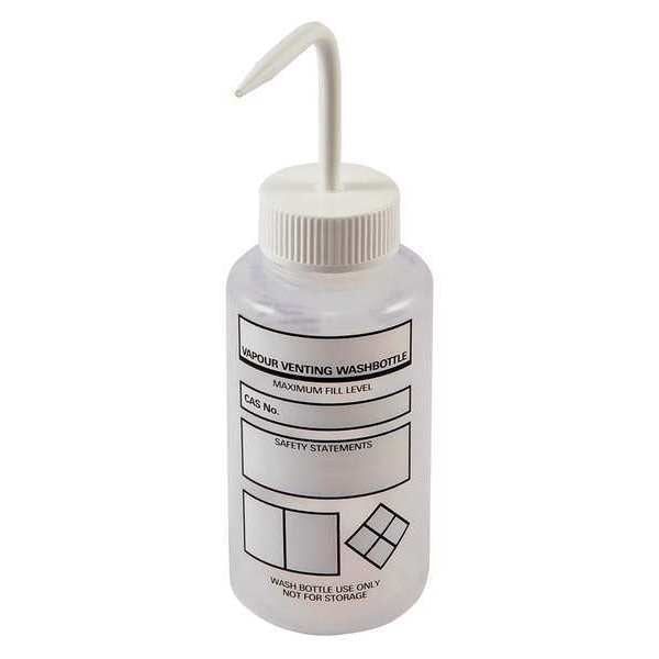 Wash Bottle, White, Vented, 500mL, PK3