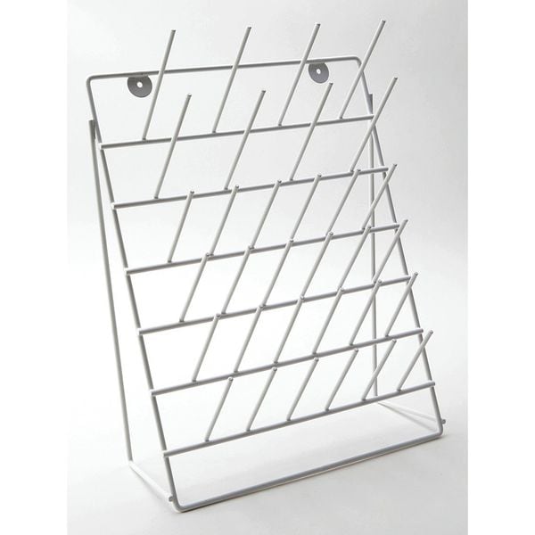 Drying Rack, Steel, White, Angled, 32 Pegs