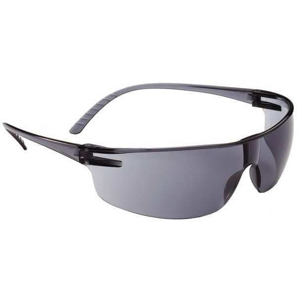 Safety Glasses, Wraparound Gray Polycarbonate Lens, Scratch-Resistant