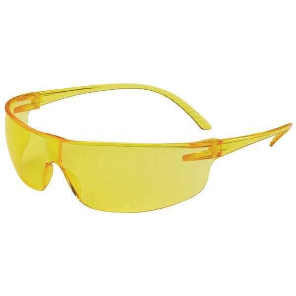 Safety Glasses, Wraparound Amber Polycarbonate Lens, Anti-Fog