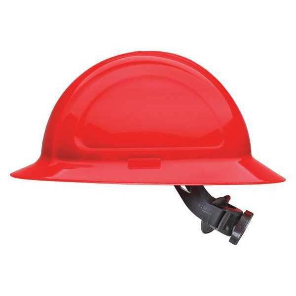 Full Brim Hard Hat, Type 1, Class E, Ratchet (4-Point), Red