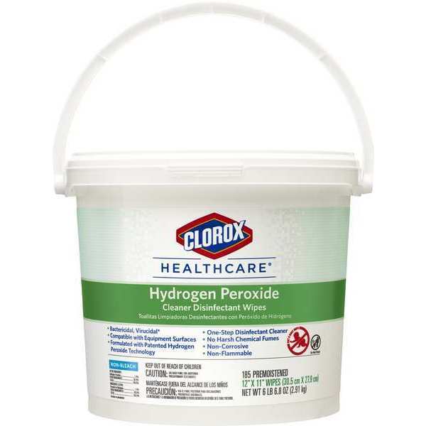 Disinfecting Wipes, White, Bucket, Healthcare Surfaces, 185 Wipes, 11 in x 12 in, Cherry Almond