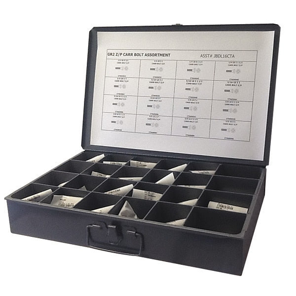 Carriage Bolt Assortment, Steel, Zinc Plated Finish