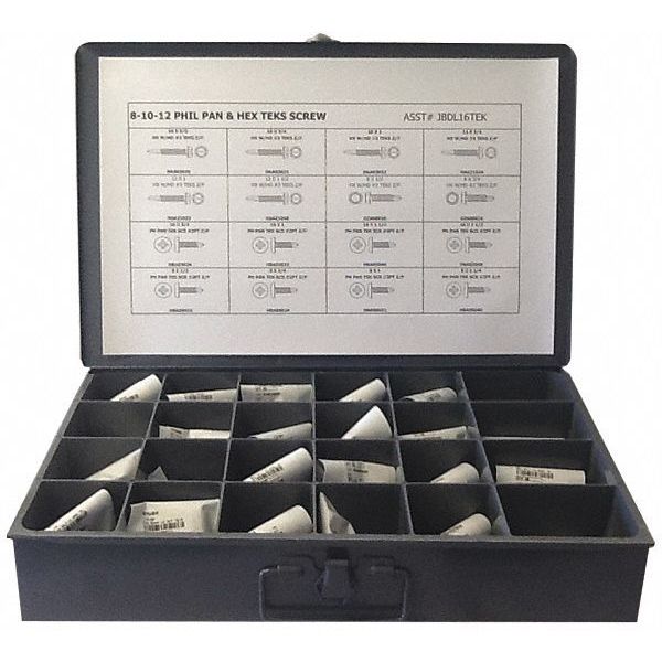 Tapping Screw Assortment, Steel, Zinc Plated Finish