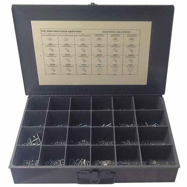 Nut and Screw Assortment, Low Carbon Steel, Zinc Plated Finish