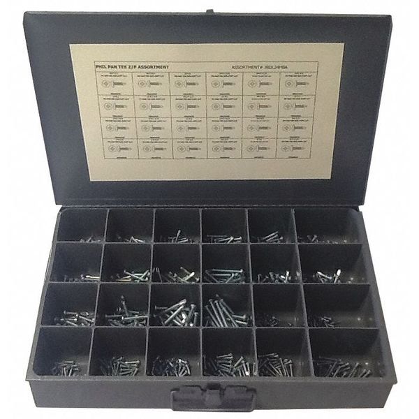 Tapping Screw Assortment, Steel, Zinc Plated Finish