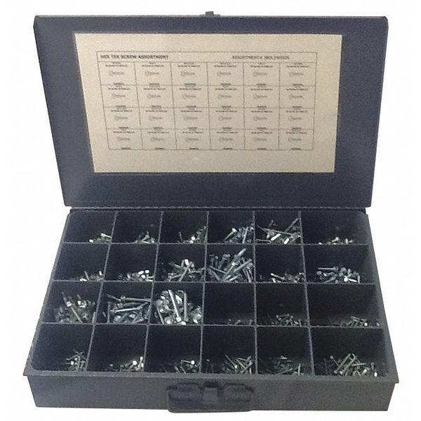 Tapping Screw Assortment, Steel, Zinc Plated Finish