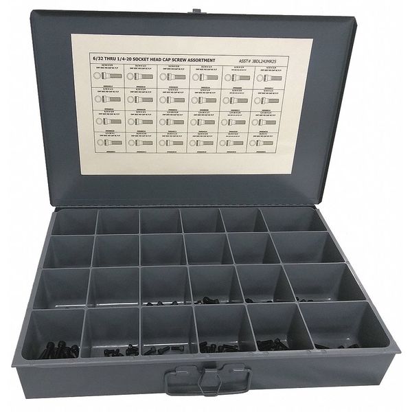 Socket Head Cap Screw Assortment, Alloy Steel, Plain Finish
