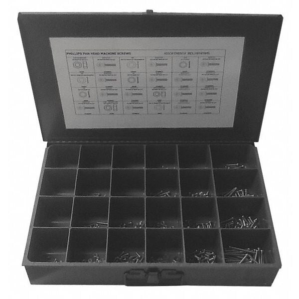 Screw Assortment, Steel, Zinc Plated Finish