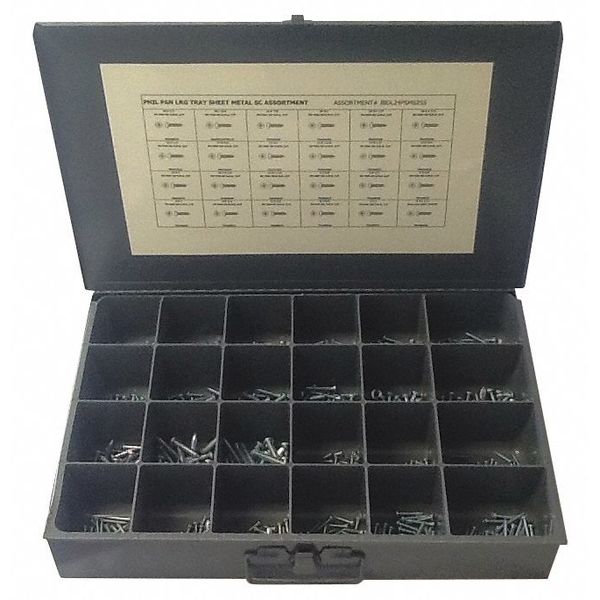 Tapping Screw Assortment, Steel, Zinc Plated Finish