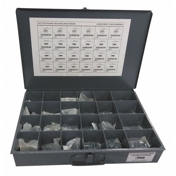 Nut and Screw Assortment, Low Carbon Steel, Zinc Plated Finish