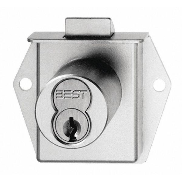 Latchbolt Cabinet Lock, Satin Brass, Number of Keys: 0