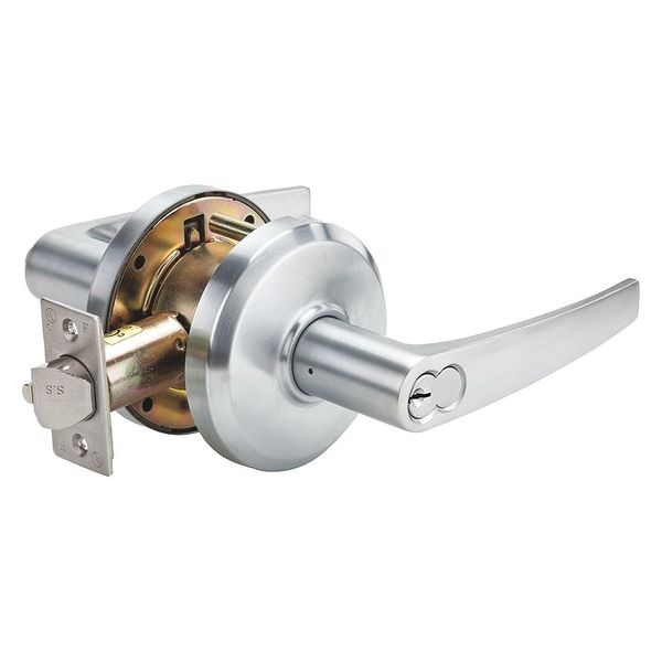 Door Lever Lockset, Satin Chrome