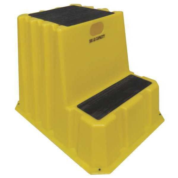 2 Steps, Polyethylene Step Stand, 500 lb. Load Capacity, Yellow