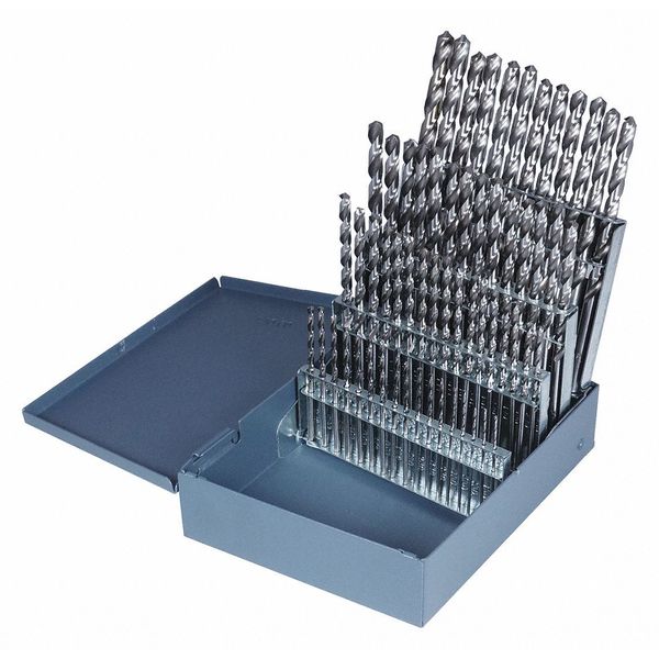 60PC CLE-MAXâ¢ Jobber Length Drill Set Cleveland 2002G Bright HSS RHS/RHC #1-#60