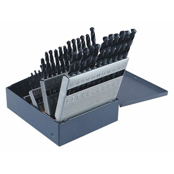 50PC CLE-MAXâ¢ Jobber Length Drill Set Cleveland 2001G Steam Oxide HSS RHS/RHC 1mm-5.9mm