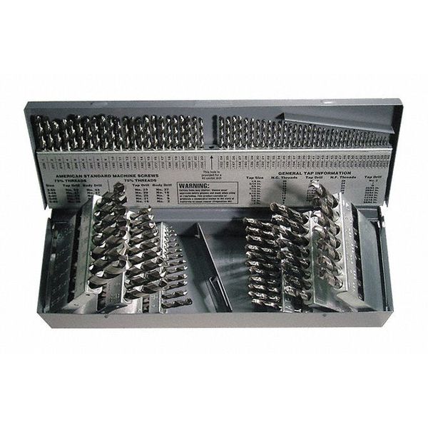 115PC CLE-MAXâ¢ Jobber Length Drill Set Cleveland 2002G Bright HSS RHS/RHC 1/16-1/2, A-Z, #1-#60