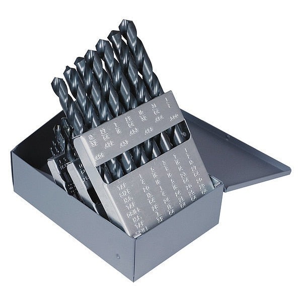 29PC CLE-MAXâ¢ Jobber Length Drill Set Cleveland 2001G Steam Oxide HSS RHS/RHC 1/16-1/2x1/64