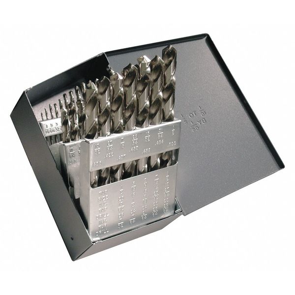 29PC CLE-MAXâ¢ Jobber Length Drill Set Cleveland 2002G Bright HSS RHS/RHC 1/16-1/2x1/64