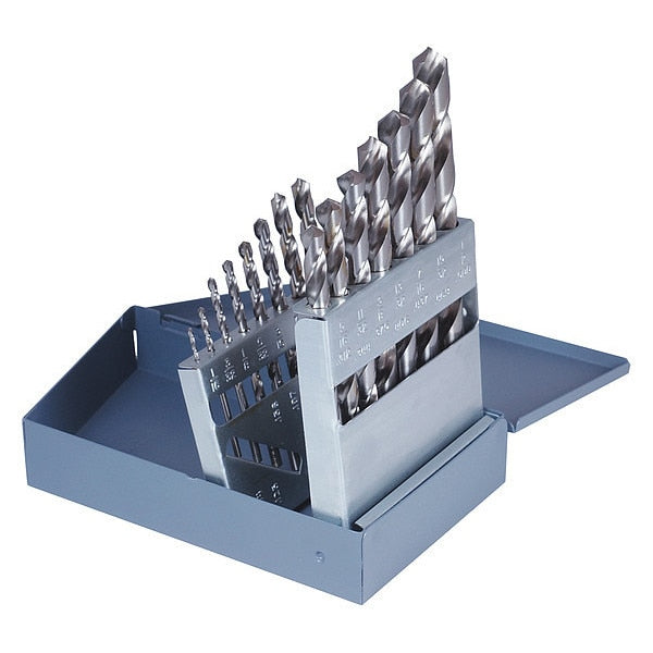15PC CLE-MAXâ¢ Jobber Length Drill Set Cleveland 2002G Bright HSS RHS/RHC 1/16-1/2x1/32