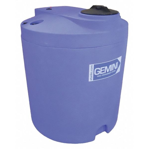 GeminiÂ®Dual ContainmentÂ® Storage Tank, Double Wall, Vertical, Cylindrical, LDPE 1.5, Blue, 90 Gal