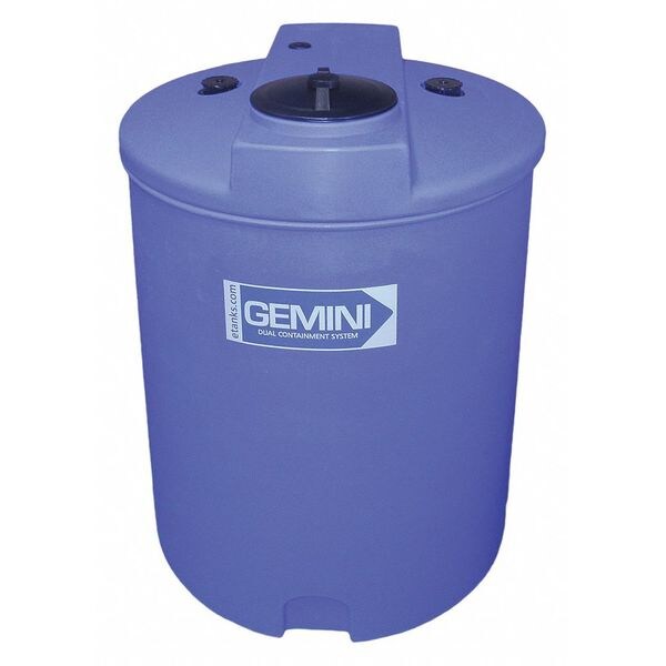 GeminiÂ®Dual ContainmentÂ® Storage Tank, Double Wall, Vertical, Cylindrical, LDPE 1.5, Blue, 120 Gal
