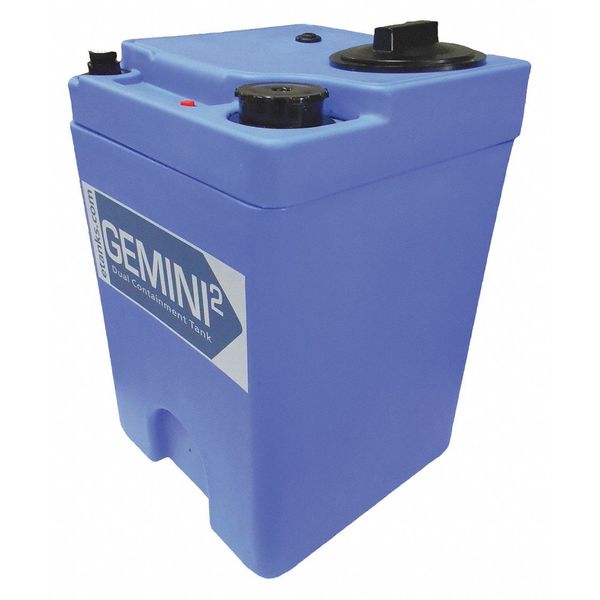 GeminiÂ®Dual ContainmentÂ® Storage Tank, Double Wall, Square, LDPE 1.5, Blue, 10 Gal