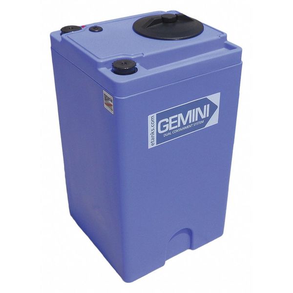 GeminiÂ®Dual ContainmentÂ® Storage Tank, Double Wall, Square, LDPE 1.5, Blue, 40 Gal