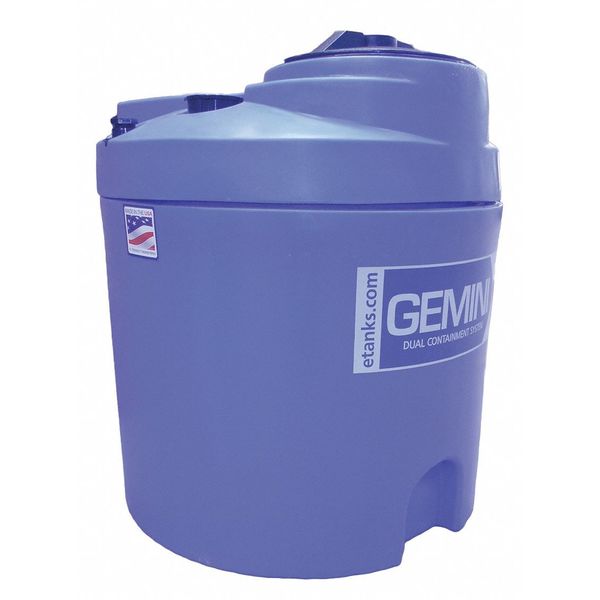 GeminiÂ®Dual ContainmentÂ® Storage Tank, Double Wall, Vertical, Cylindrical, LDPE 1.5, Blue, 20 Gal