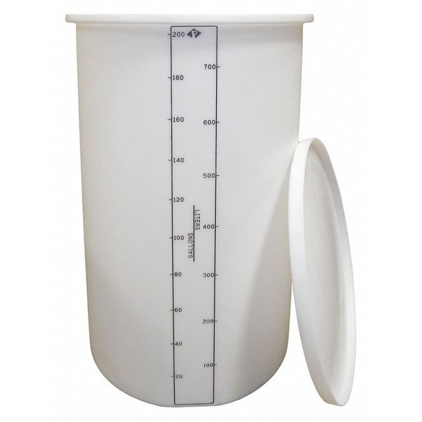 Storage Open Top Process Chemical Tank, Vertical, LDPE, Nat, 200 Gal