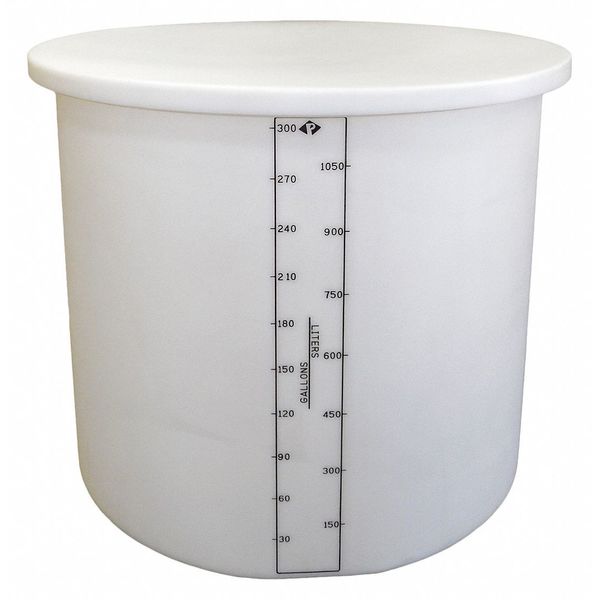Storage Open Top Process Chemical Tank, Vertical, LDPE, Nat, 300 Gal