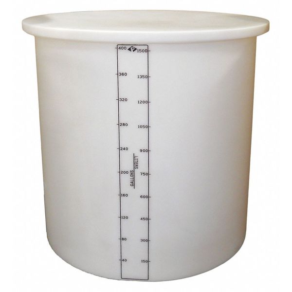 Storage Open Top Process Chemical Tank, Vertical, LDPE, Nat, 400 Gal