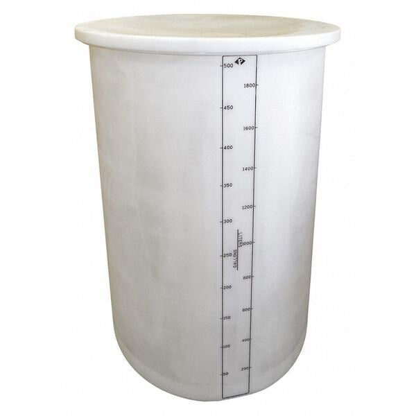 Storage Open Top Process Chemical Tank, Vertical, LDPE, Nat, 500 Gal