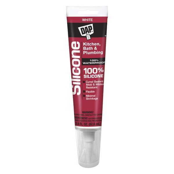 Sealant, 2.8 oz, Tube, White, Silicone Base