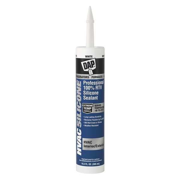 Waterproof RTV Silicone Sealant, 10.3 oz, White, Temp Range -45 to 475 Degrees F