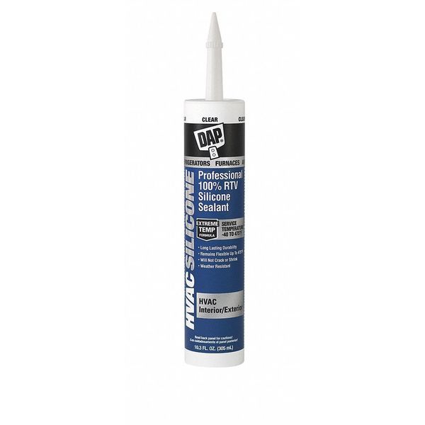 Waterproof RTV Silicone Sealant, 10.3 oz, Clear, Temp Range -45 to 475 Degrees F