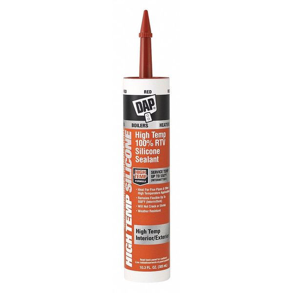 Waterproof RTV Silicone Sealant, 10.3 oz, Red, Temp Range 40 to 500 Degrees F