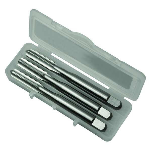 3pc HSS Taper, Plug&Bottoming LH Hand Tap Set HTGPL Greenfield Threading Bright 4-Flute GH3 #8-32 UNC