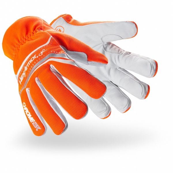 Safety Gloves, Orange/White, M, PR