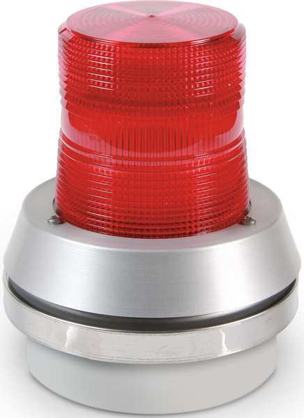 Horn Strobe, Red, Cast Aluminum, 120VAC