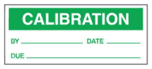 Calibration Label, Green/White, Pk25