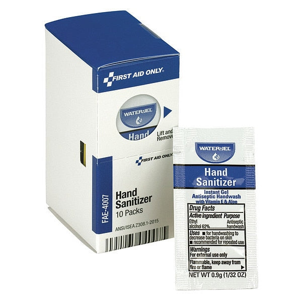 Hand Sanitizer Packets, Gel, 9.38 mL, Ethyl Alcohol, Fragrance Free, 10 Pack