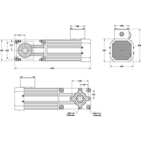 AC Gearmotor, 120.0 in-lb Max. Torque, 84.3 RPM Nameplate RPM, 230V AC Voltage, 3 Phase