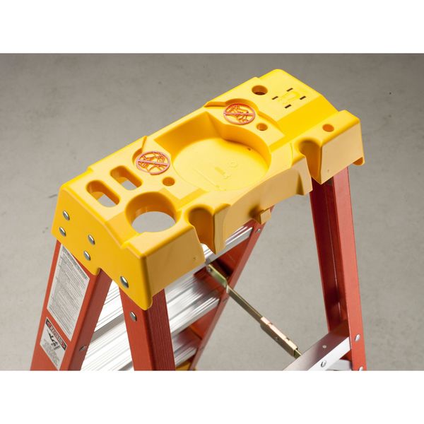 Fiberglas Stepladder, 3 ft Ladder Ht, 2 Steps, 300 lb, 23 1/8 in Base Spread, 18 1/4 in Bottom W