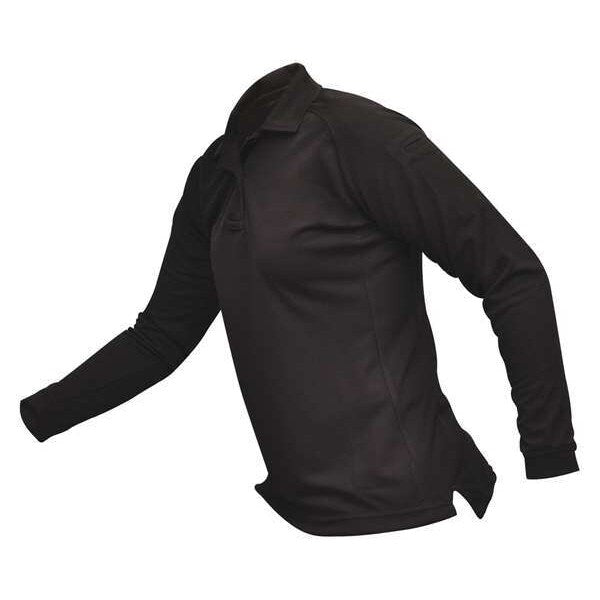 Womens Tactical Polo, Black, Long Sleeve, L