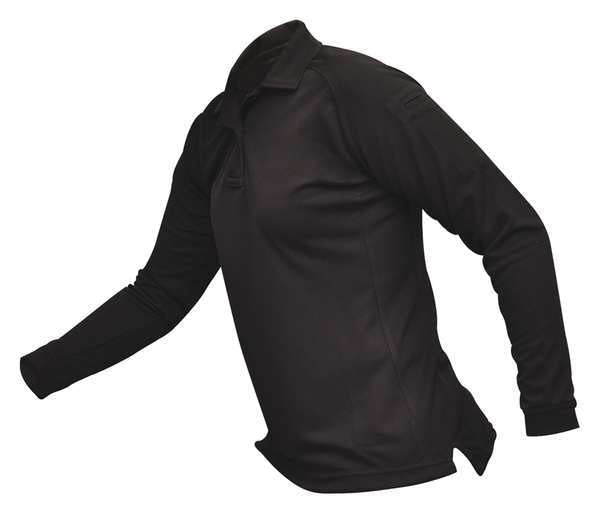 Womens Tactical Polo, Black, Lng Sleeve, XL