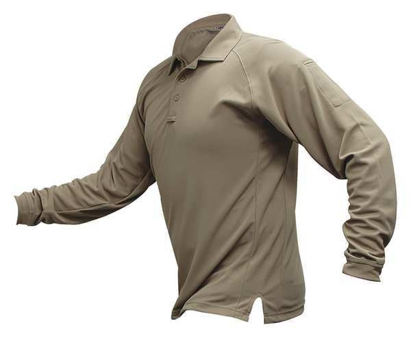 Mens Tactical Polo, Tan, Long Sleeve, M